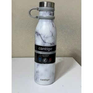 Contigo Couture Water Bottle 20oz White Marble Stainless Steel Leak-Proof New